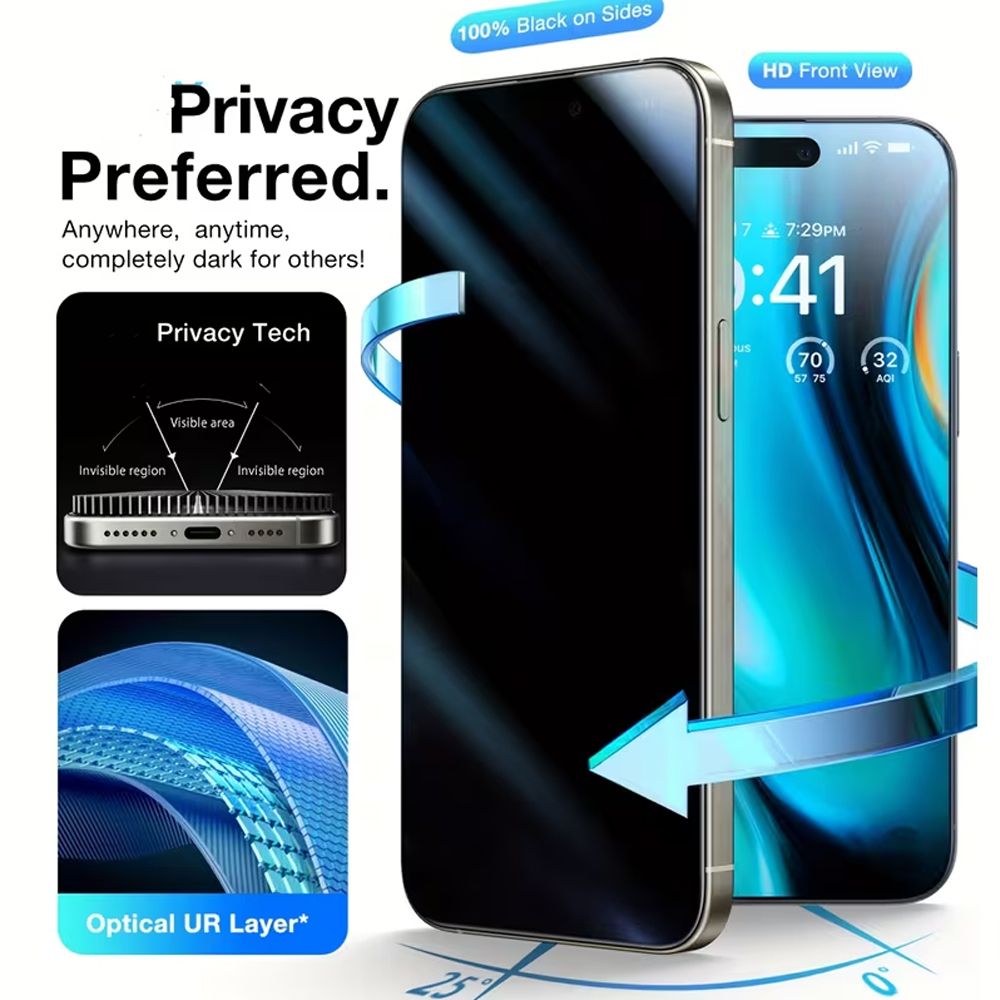 Anti Peek Privacy Tempered Glass - 1-3PCS Protector de Pantalla de Vidrio