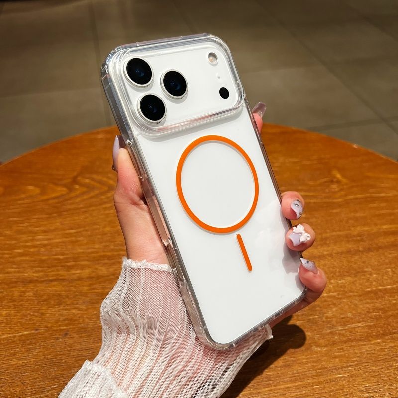 Clear Shockproof Bumper Case - Funda de Carga Inalámbrica Magnética Transparente