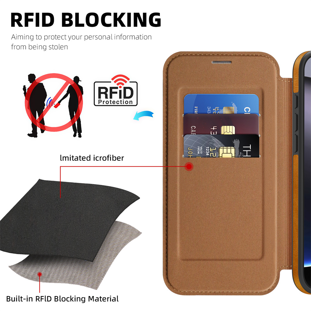 Funda de teléfono de cuero con - Leather Wallet Card Holder Phone Cover reseña y precio